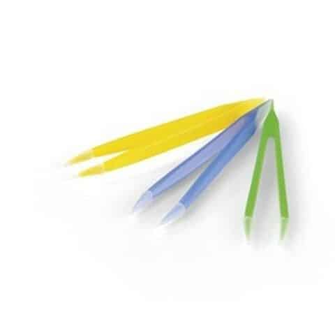Grande pincette pour lentilles de contact en silicone, coloris jaune, bleu et vert